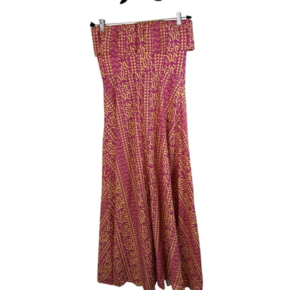 NWOT Anthropologie Kahindo Strapless Ruffled Pink & Yellow Maxi Dress Size Large - Picture 6 of 12